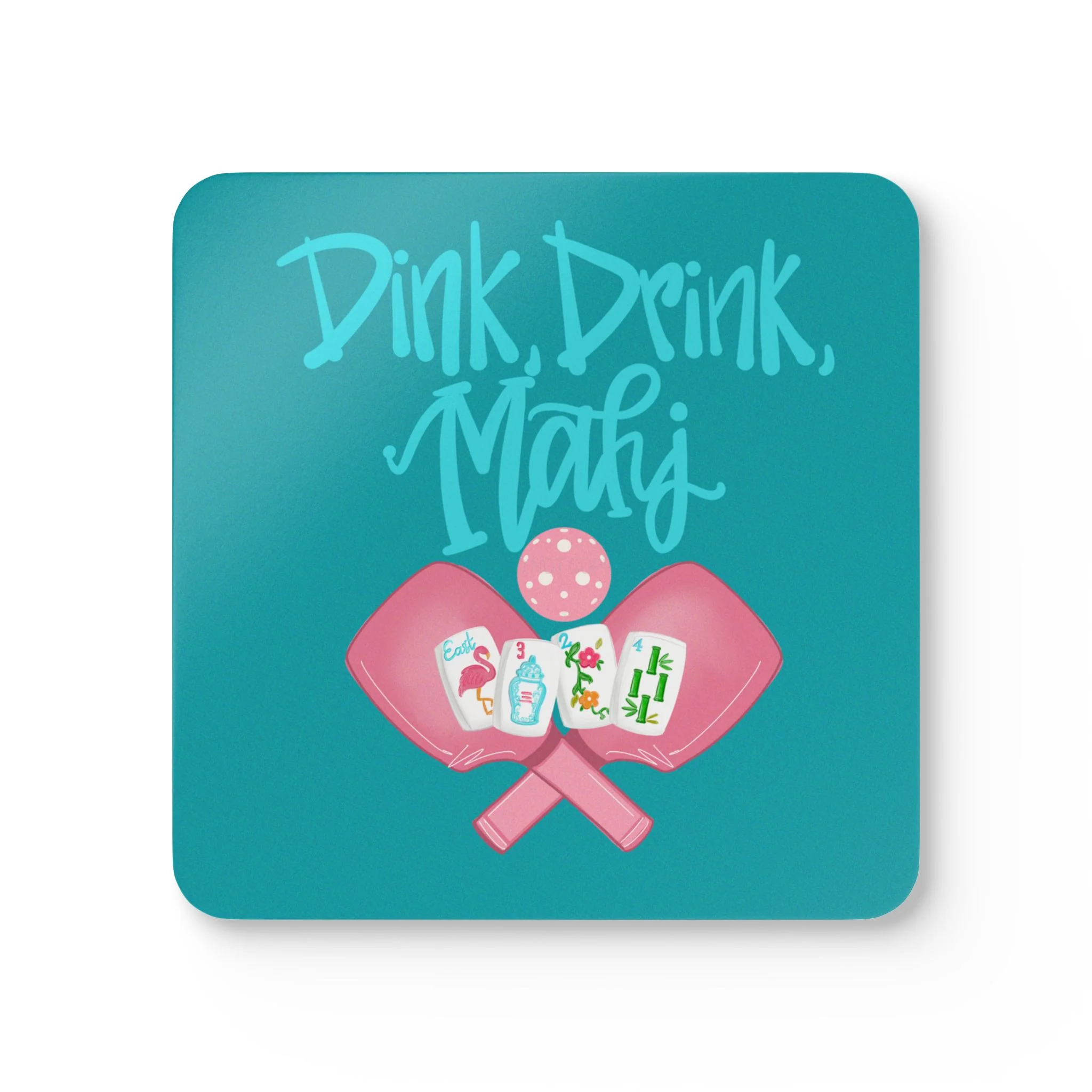 Mahjong & Pickleball Coaster Set - Dink Drink Mahj, Beach Decor, Housewarming Gift, Summer Mahjong and Pickleball Party Accessories