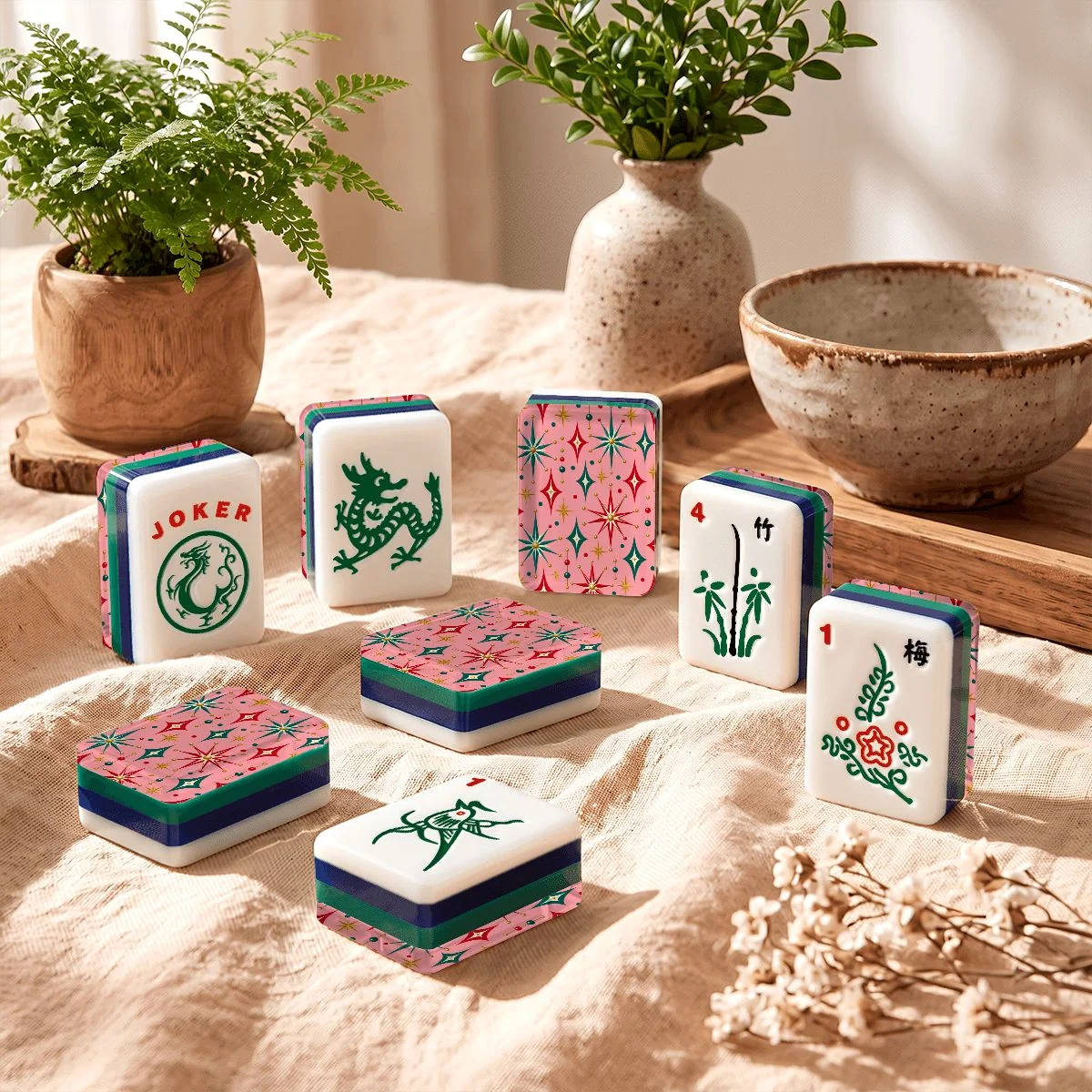 Modtastic Starburst 4 Layer American Mahjong Tiles Blue Green And Carry Case