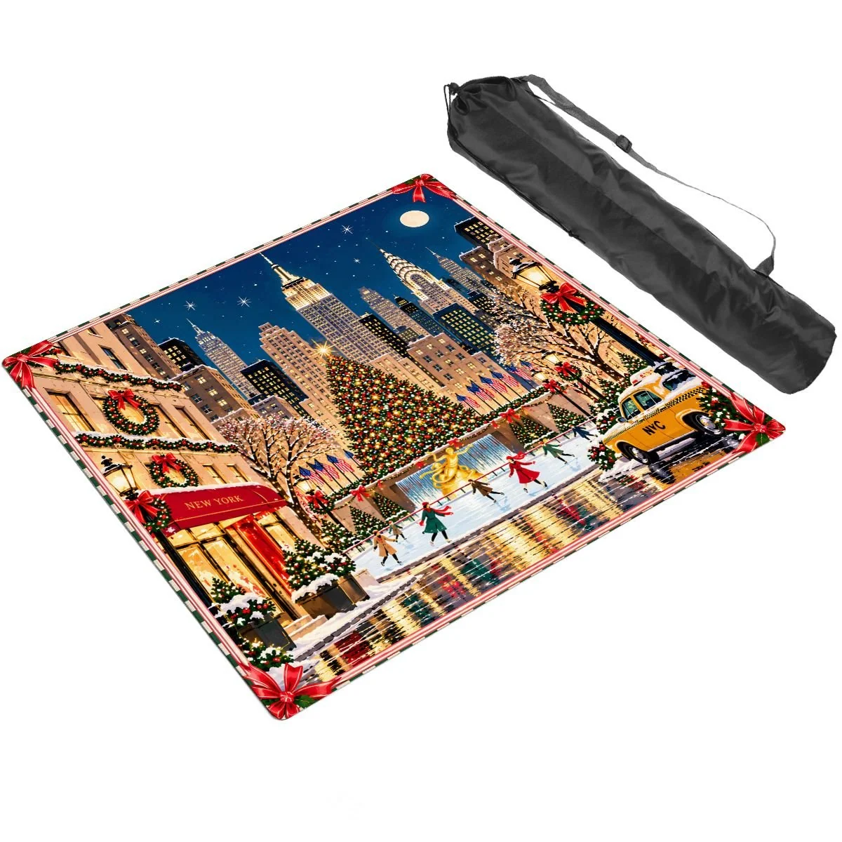New York City Rockefeller Station Mahjong Mat Sleek Surface