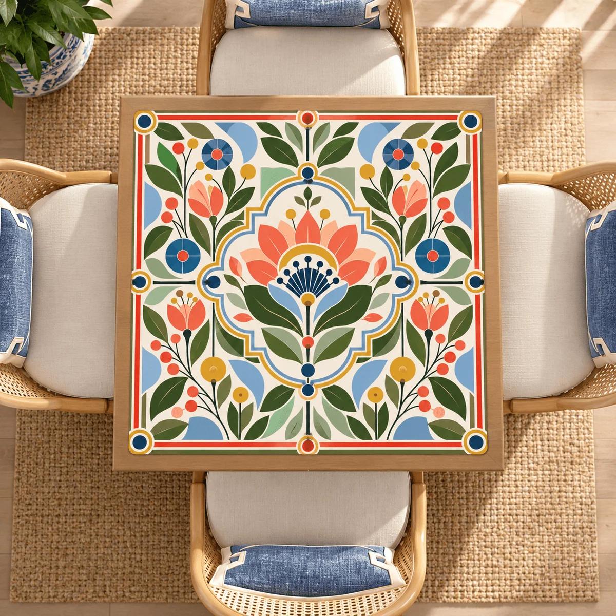 Mod About You Scandinavian Flower Modern Mahjong Mat Sleek Surface