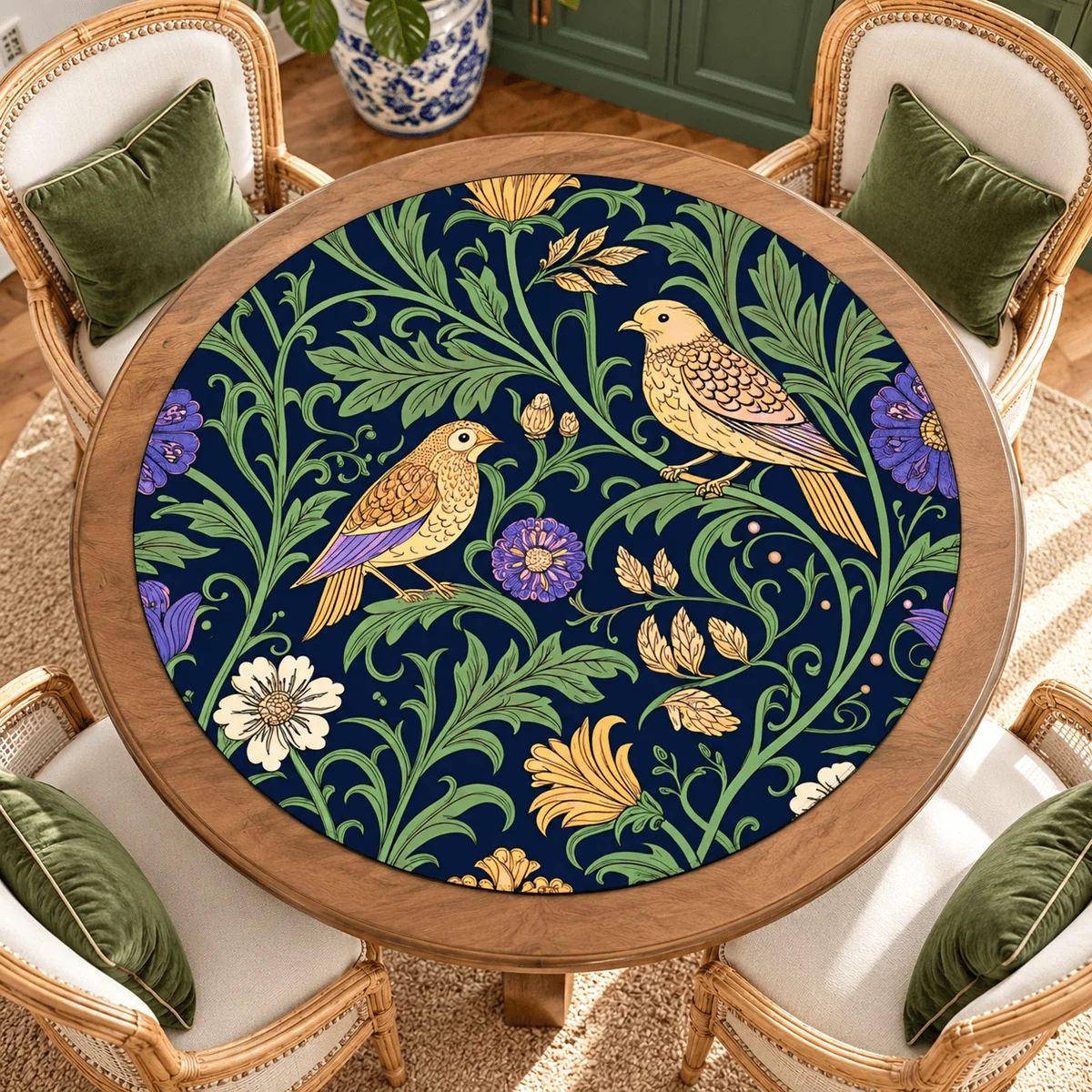 William Morris Inspired Round Mahjong Mat
