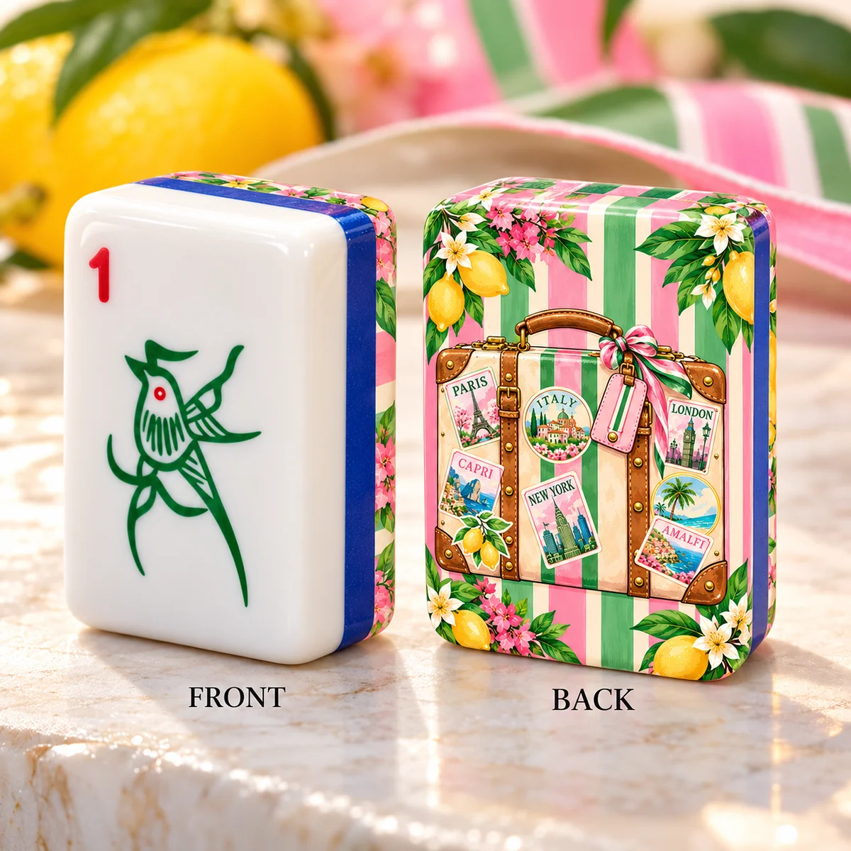 Pink And Green Preppy 3Layer Mini American Mahjong Set