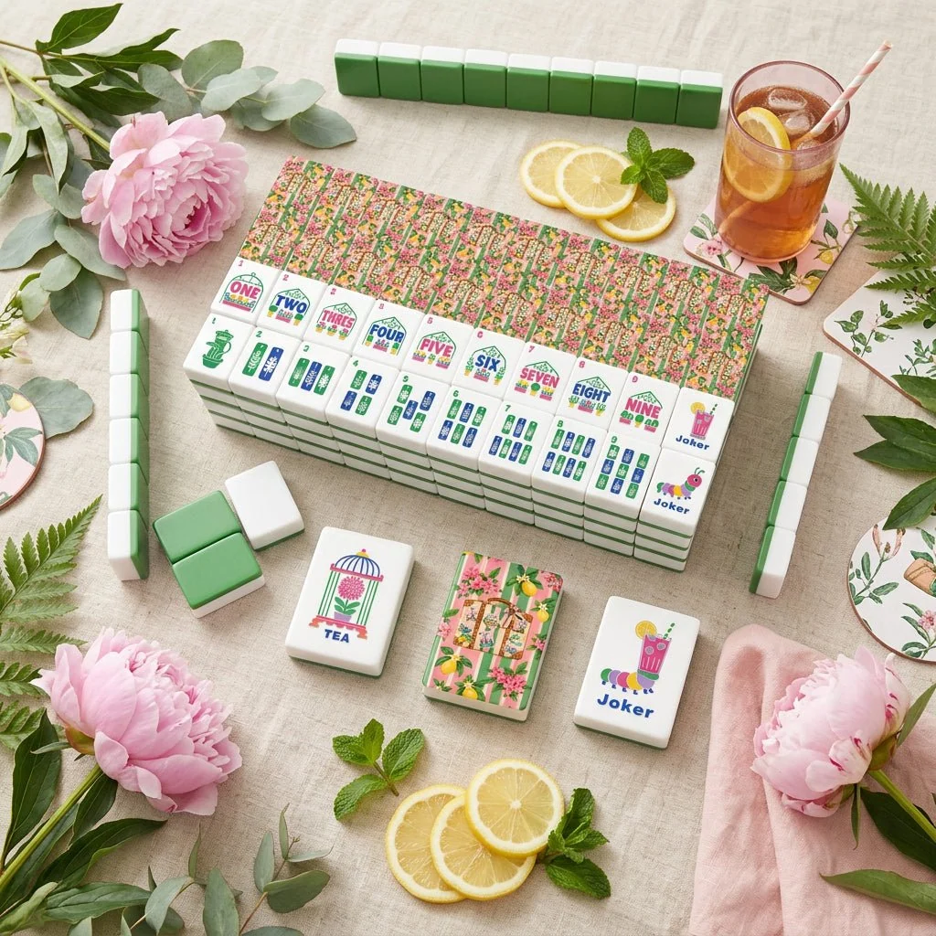 Preppy Garden Traveler American Mahjong Tiles (Floral Garden Style)