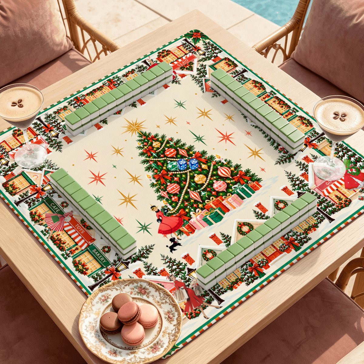 Home For The Holidays Nostalgic Mahjong Mat Sleek Surface