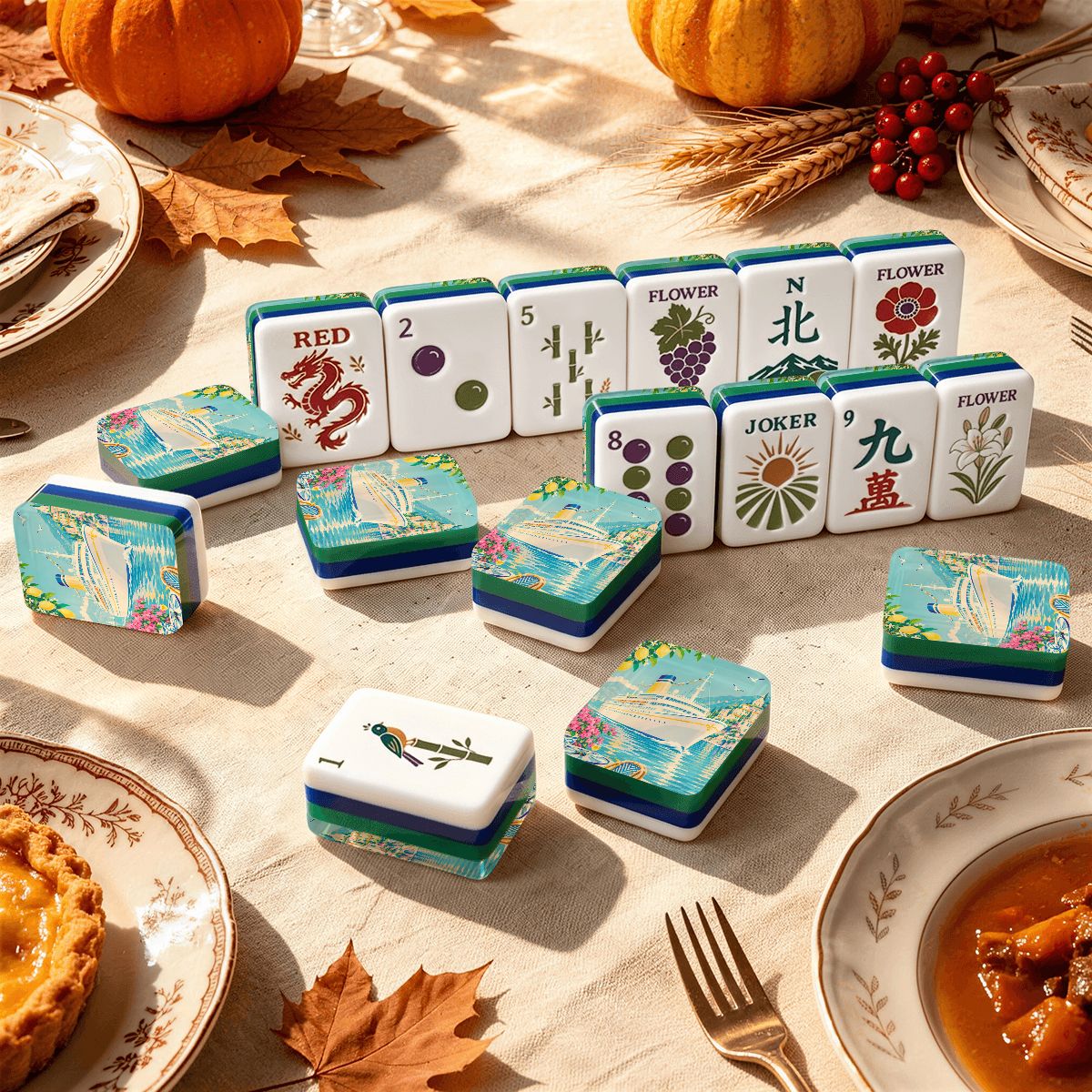 Mahjong EUROPEAN CRUISE Earthy Botanical American Mahjong Tiles