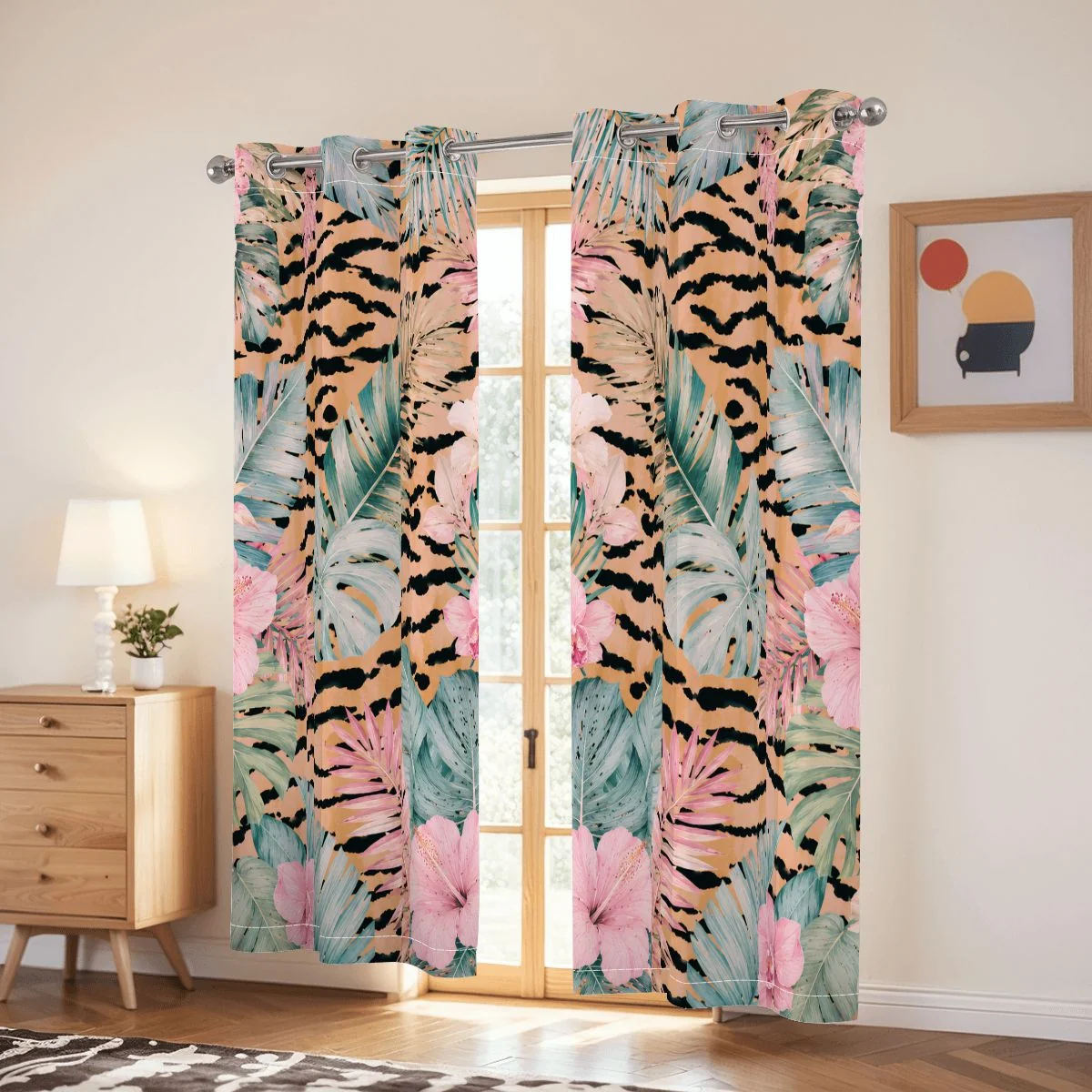 Jungle Love Chinoiserie Tropical Tiger Blackout Curtains
