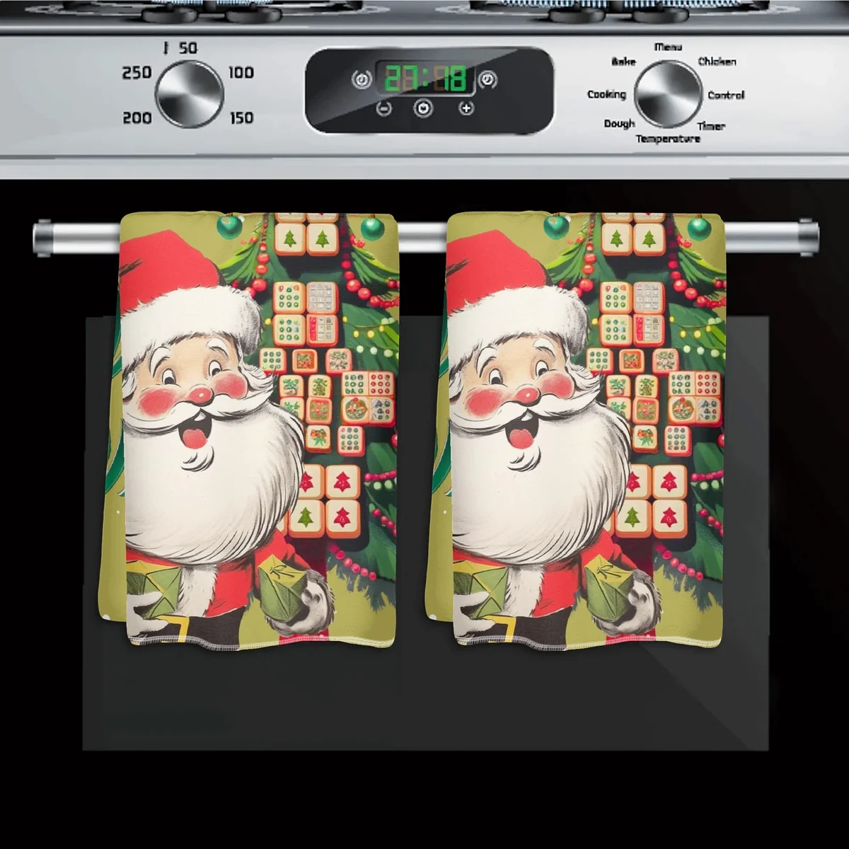 Merry Mahj Christmas Mahjong Kitchen Towels