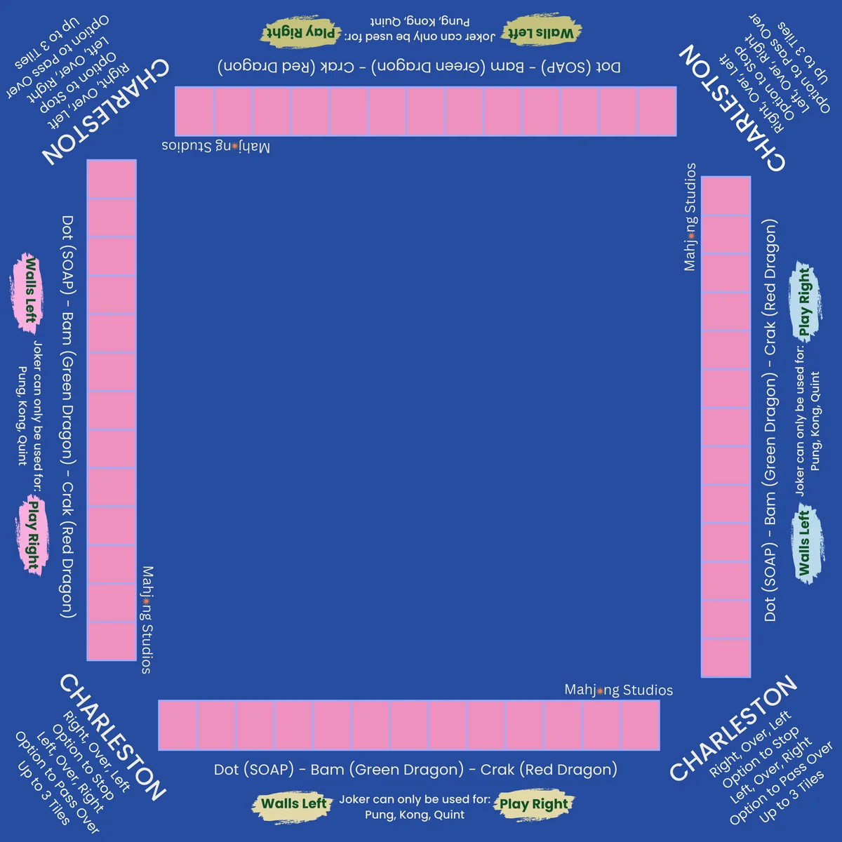 Blue Ribbon Mahjong Mat - ships rolled