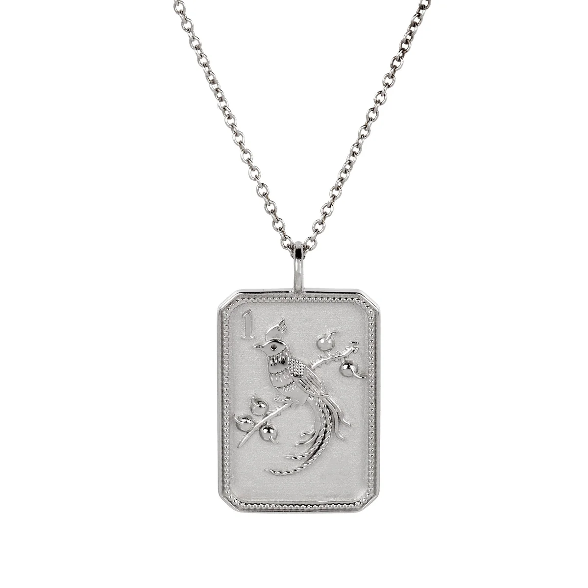 Sterling Silver Mahjong 1 Bam Bird Pendant Necklace | Mahjong Jewelry