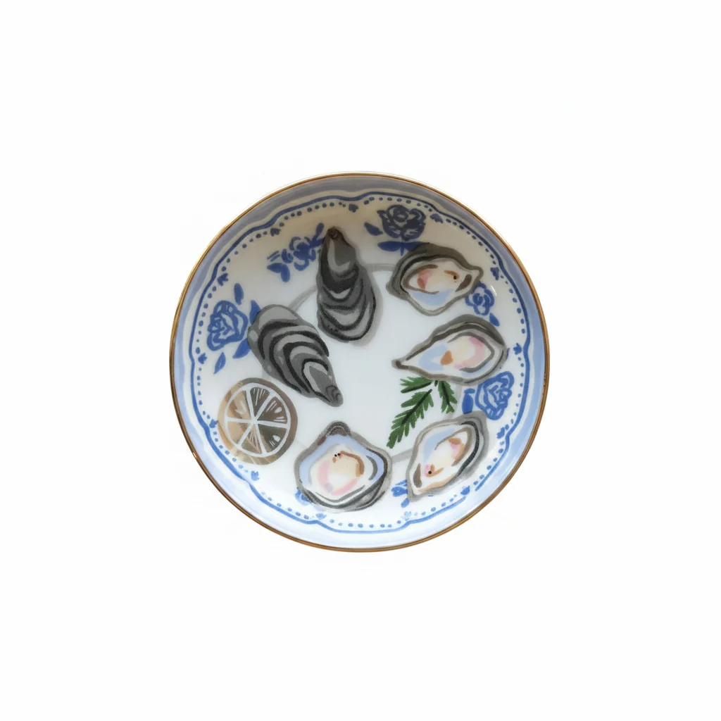 Oysters Porcelain Dice Dish