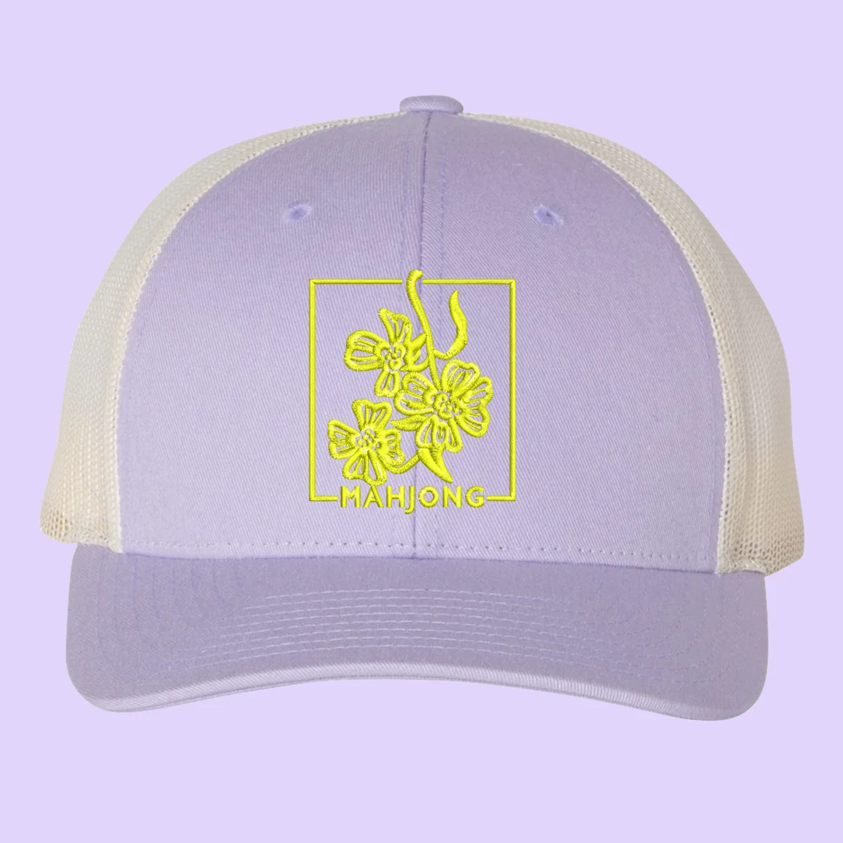 Embroidered Mahjong Hat in Lavender