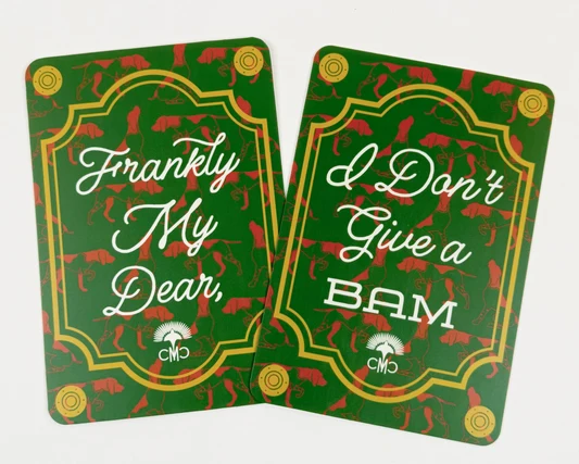 Mahjong Shufflers (set of 2) "Frankly My Dear, I Don't Give a BAM", Dark Green & Cream