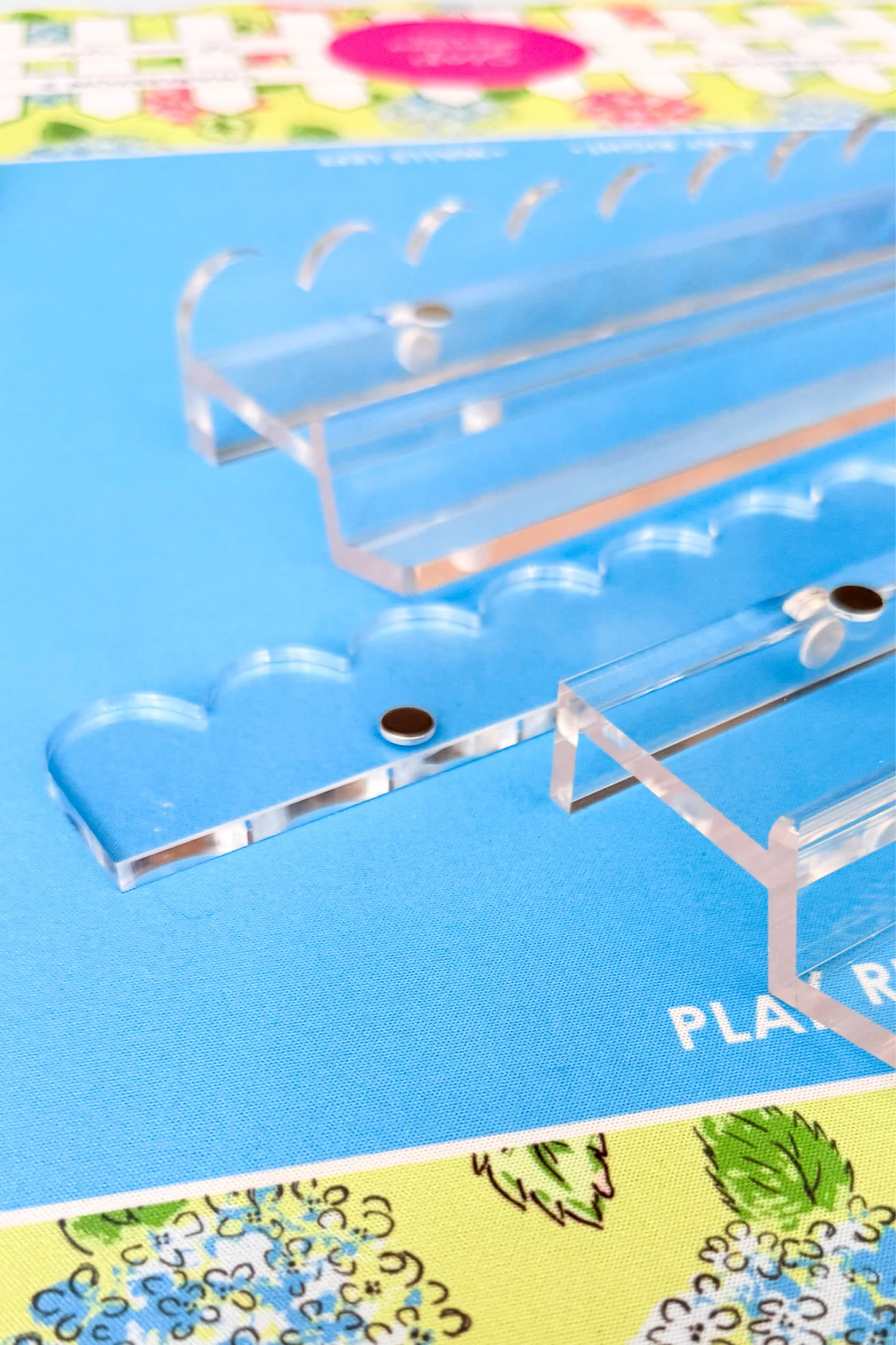 Clear Acrylic Scalloped Racks & Pushers | Set of 4