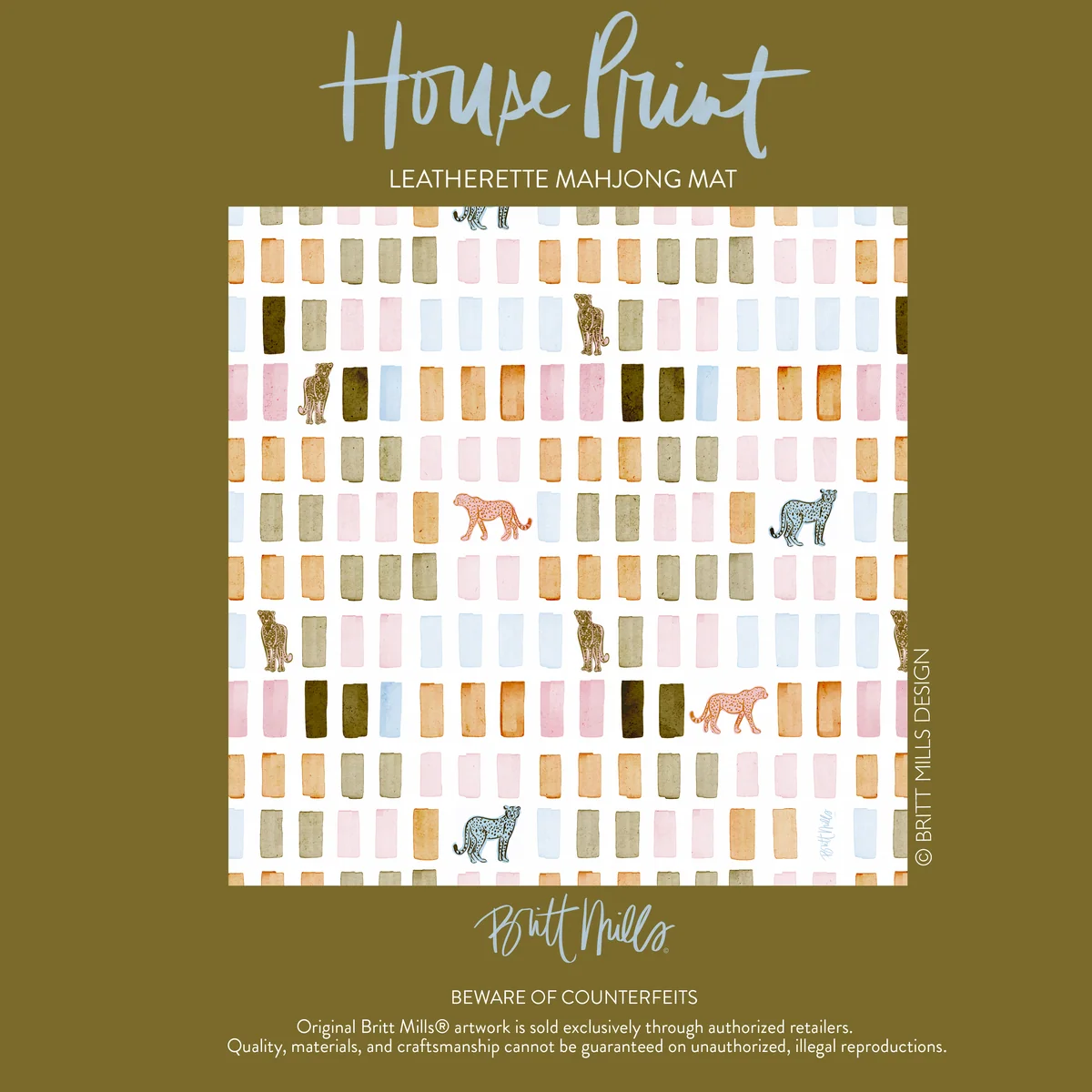 House Print Leatherette Mahjong Mat