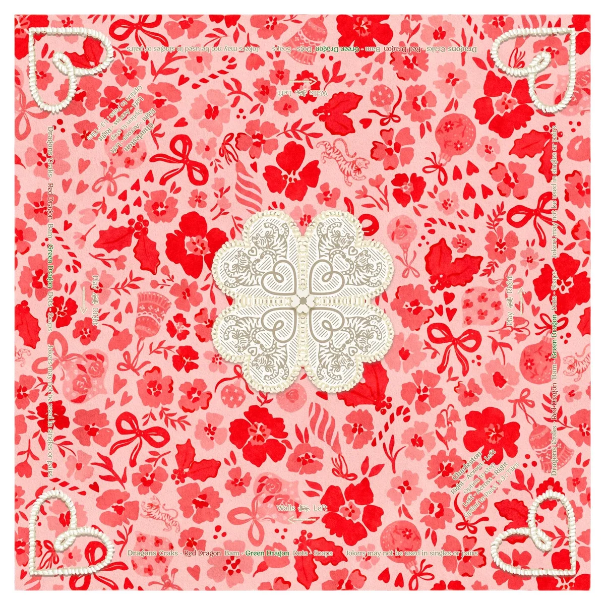 Mahjong Mat, DITSY CHRISTMAS, MARASCHINO [W/ RULES]