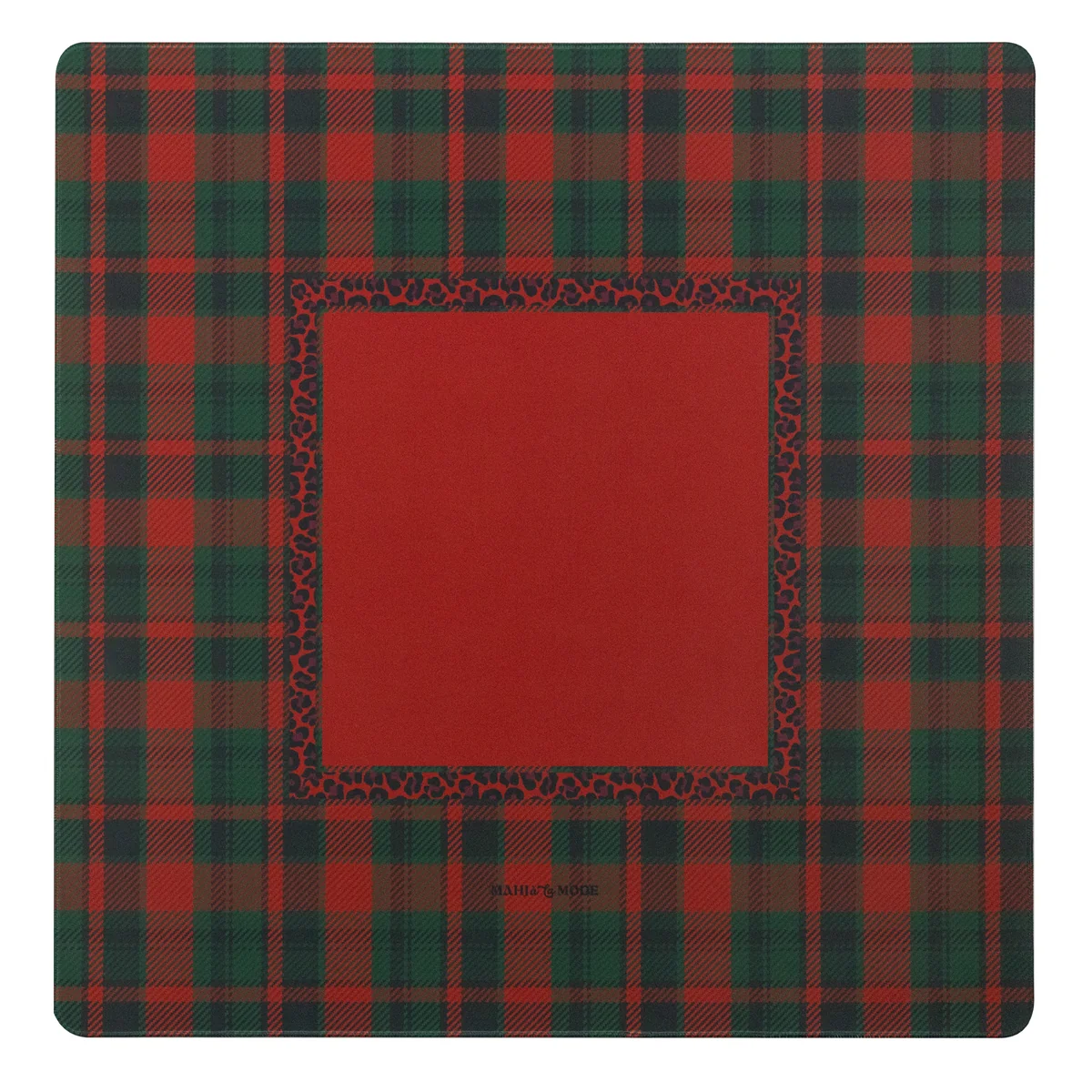 Holiday Plaid Mat - Leopard Red