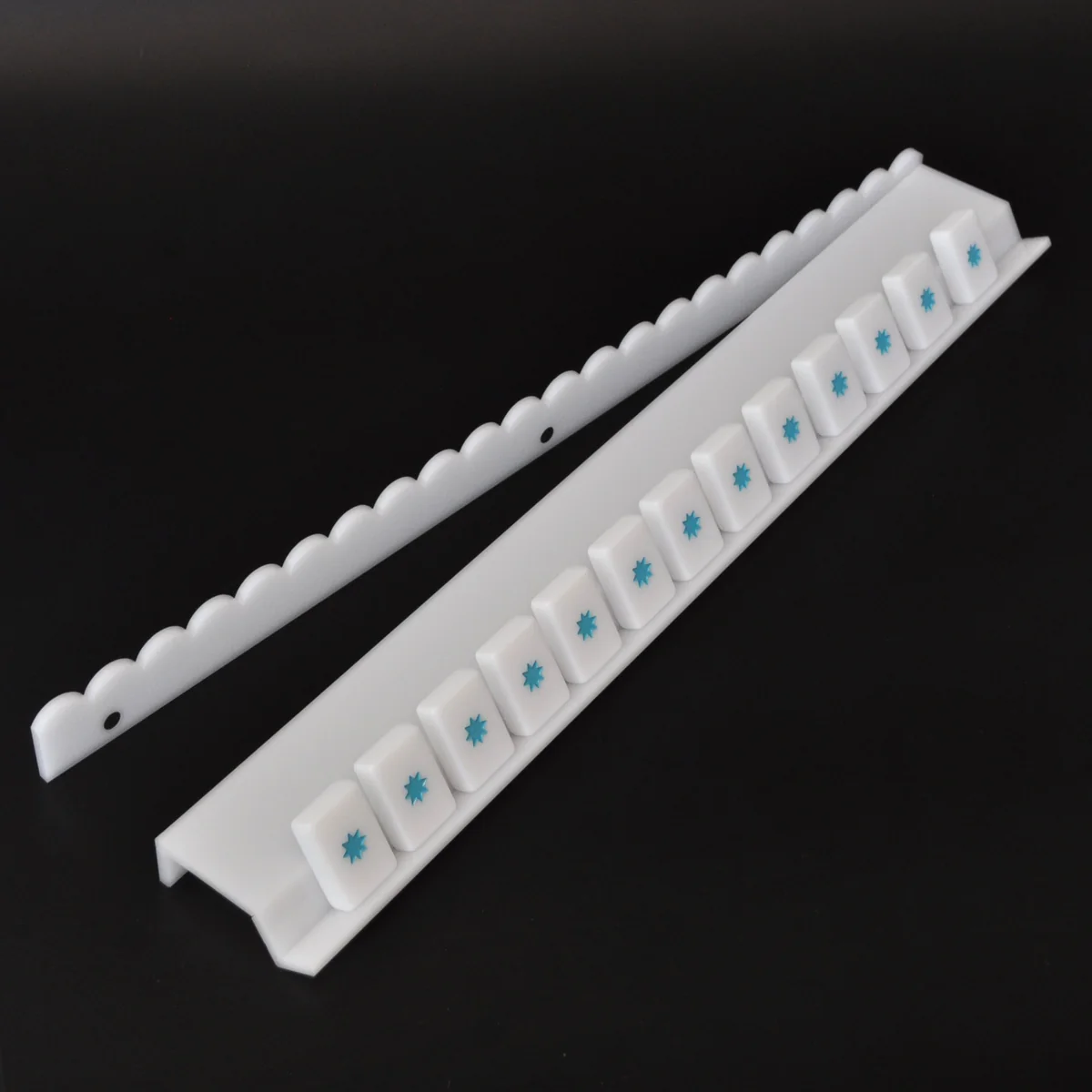 Milk Glass Collection Mahjong Rack and Pusher, Set of 4