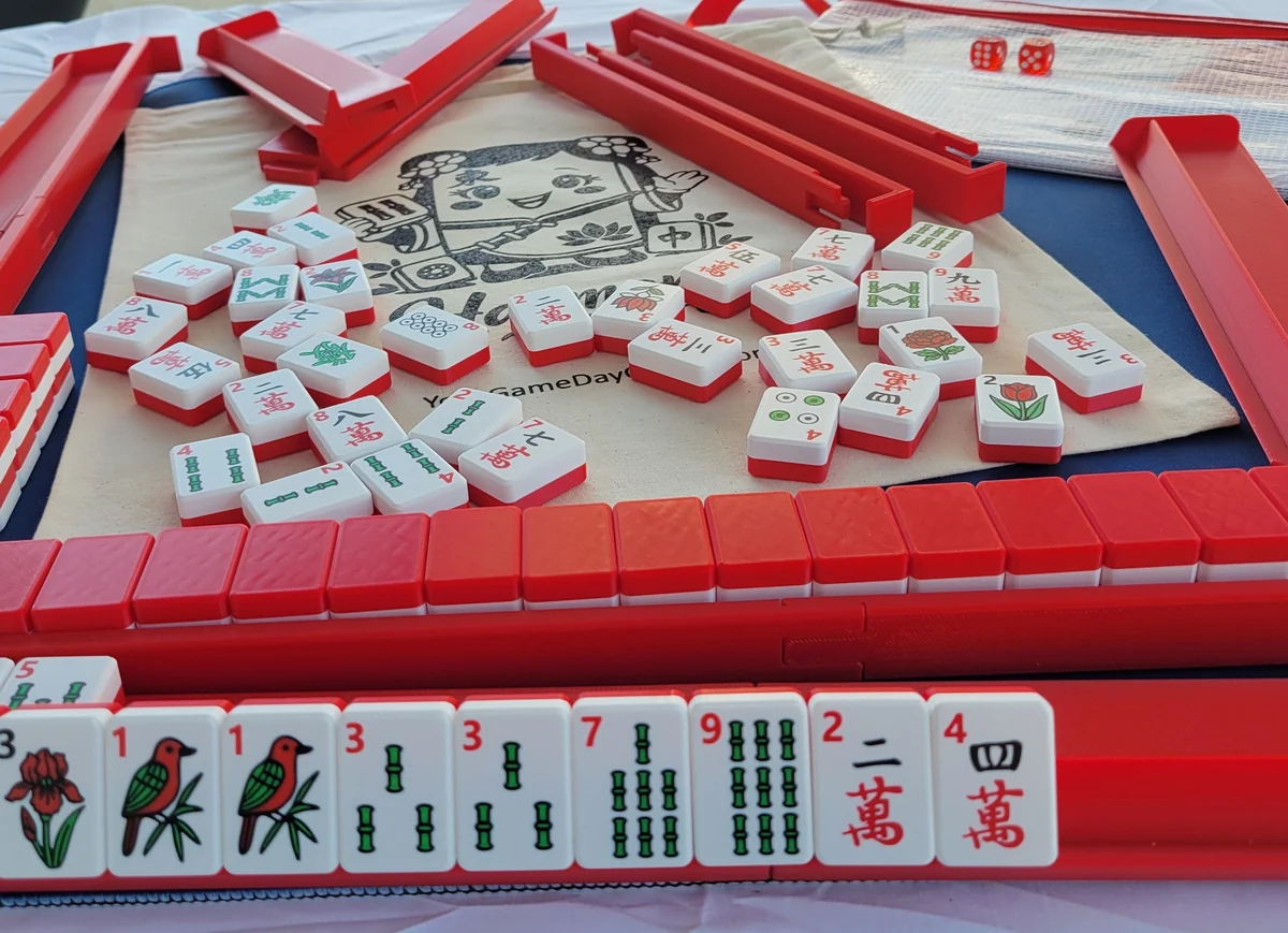 NEW! Harmony 3D Printed Full Size Mah Jongg Travel Set - Thin Racks - Red Tiles