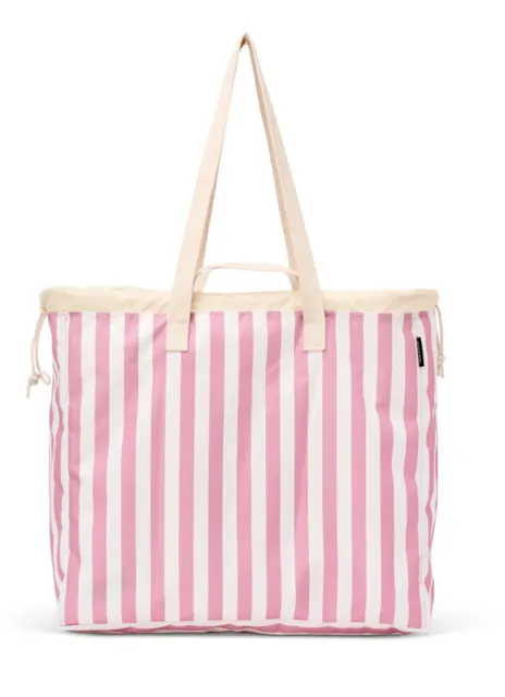 Pink Cabana Stripe Mahjong Travel Bag