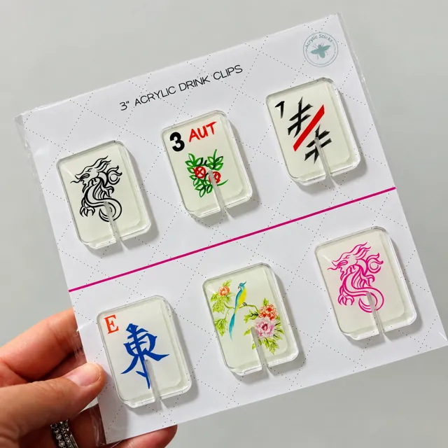 Acrylic Mahjong Drink Clips (Set of 6)