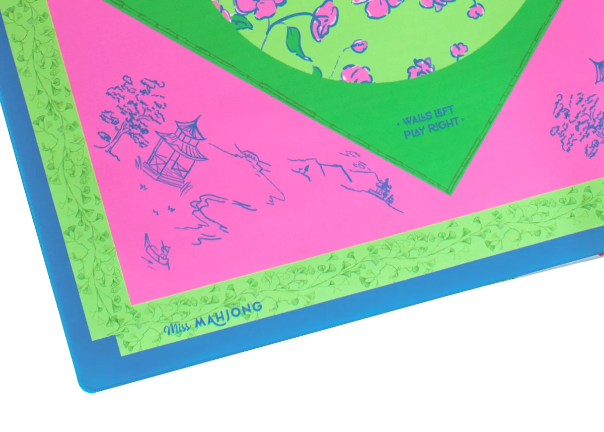 Cherry Blossom Mahjong Playing Mat in Jade