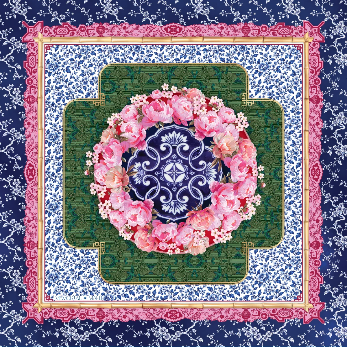 Grandmillennial Garden Leather Square 33