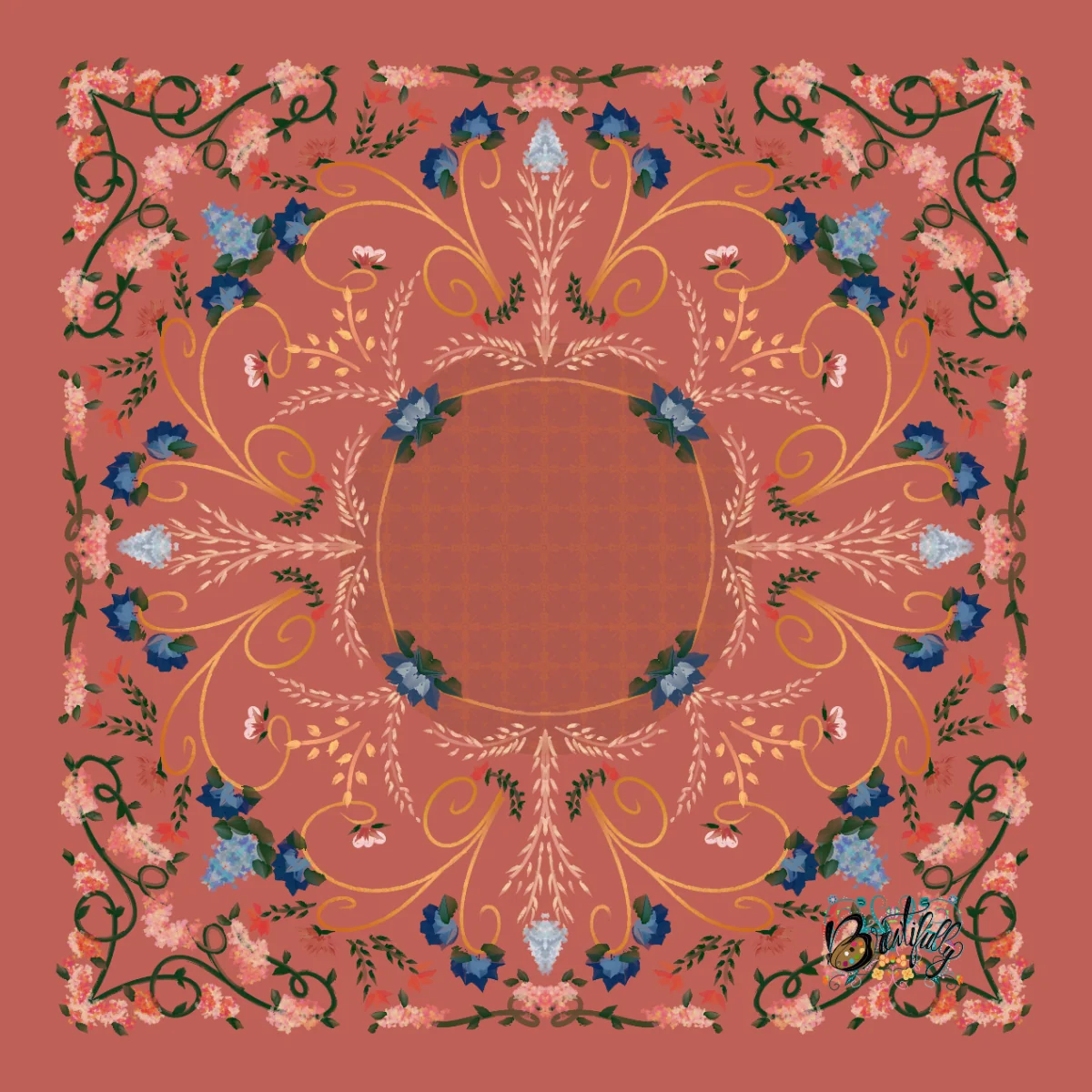 Folk Art Floral Dusty Rose