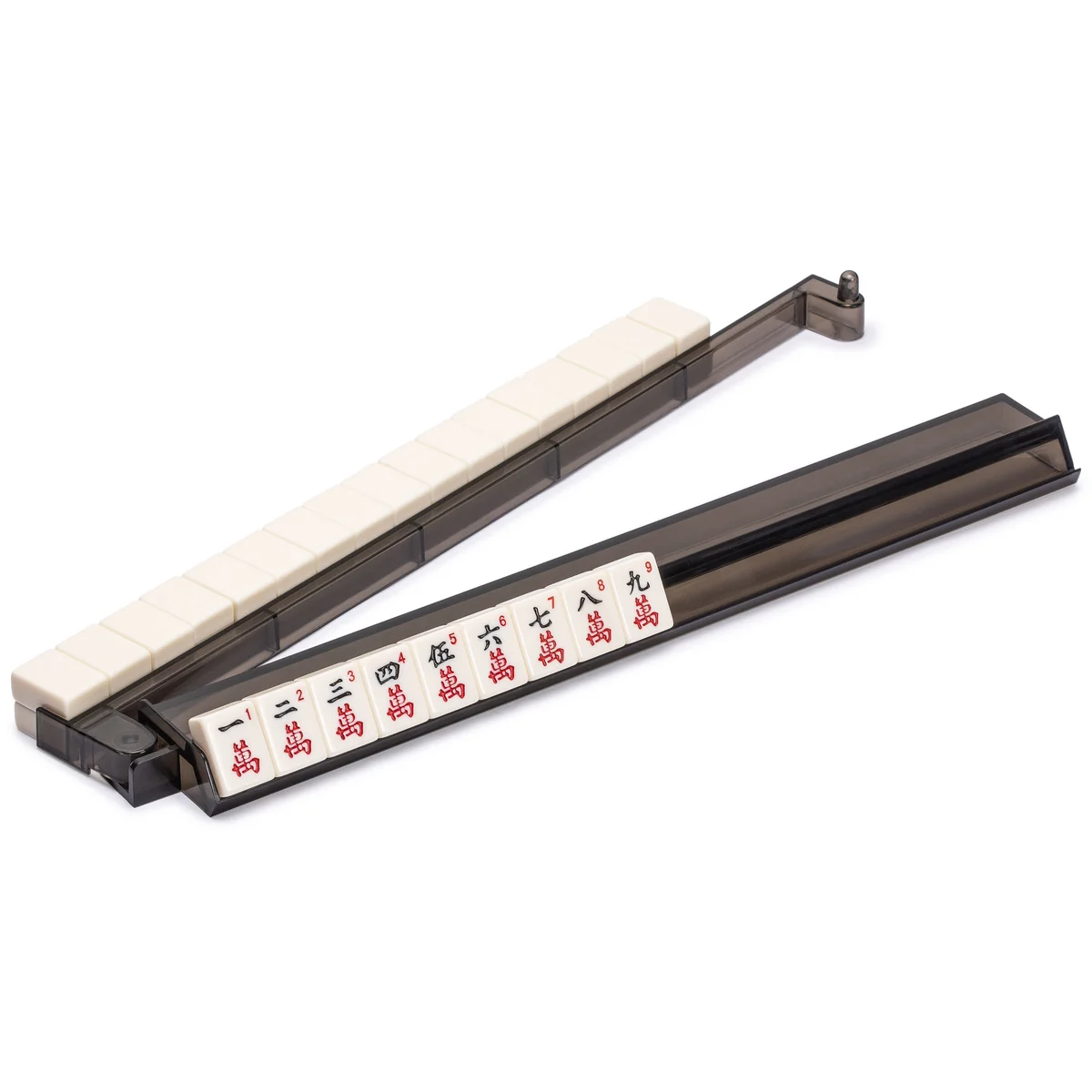 Modern Mahjong Racks with Built-in Pushers - Black - Set of 4