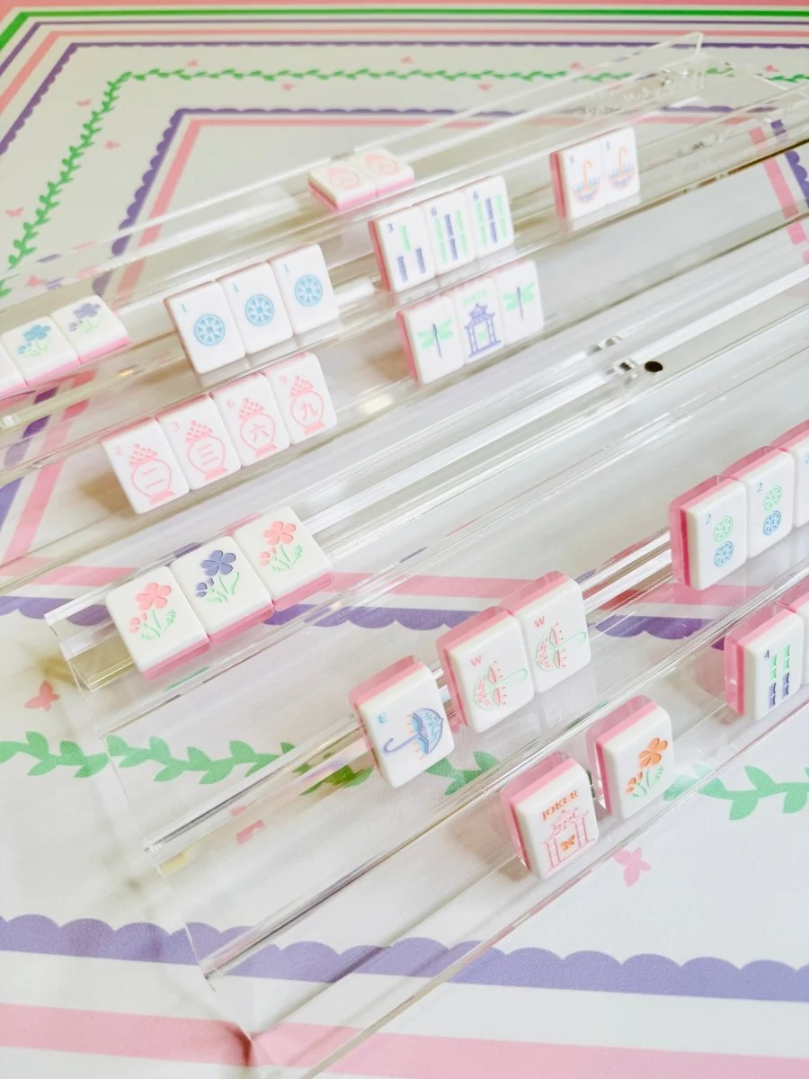 Clear Acrylic Double Mahjong Racks with Magnetic Pushers (Set of 2)