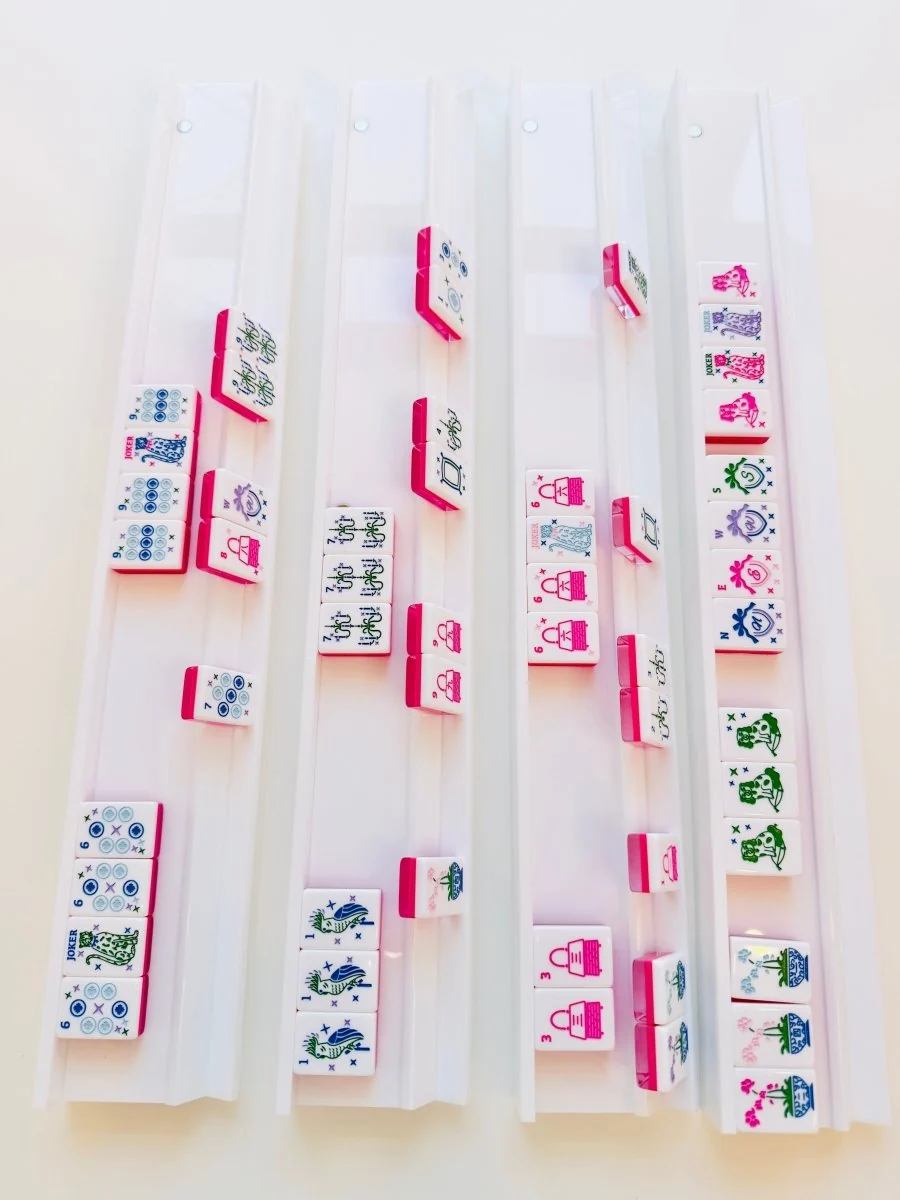 Mahjong White Acrylic Rack and Pusher