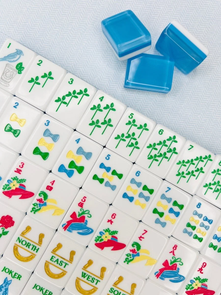 Mint and Roses Mahjong Tile Set