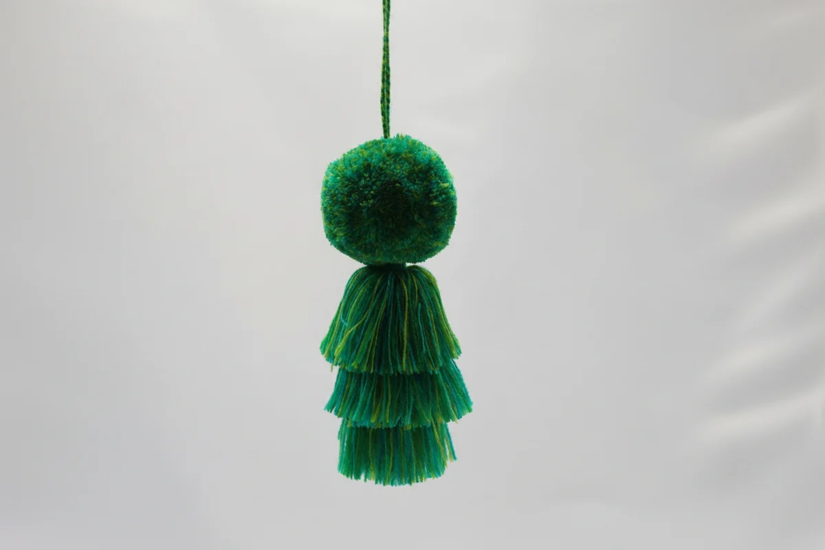 Fabric Tassel Bag Charm - Green