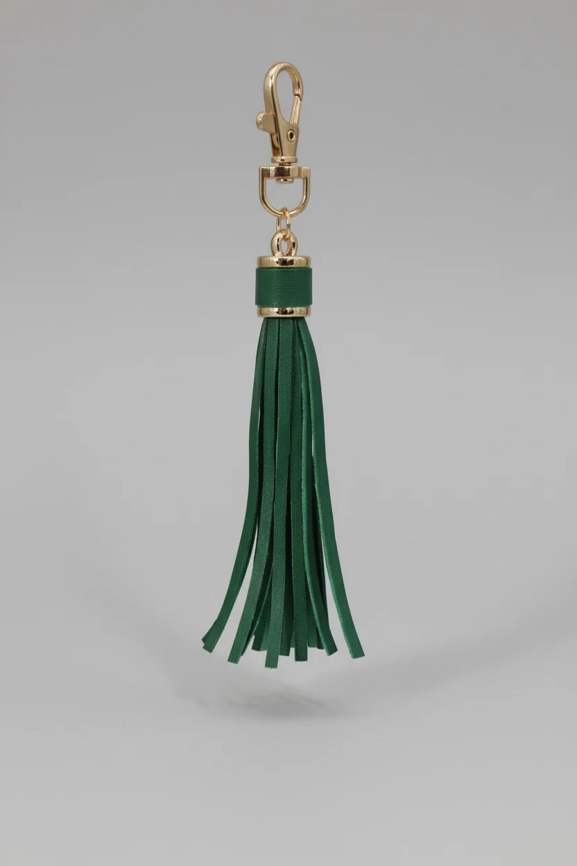 Leather Tassel Bag Charm - Green
